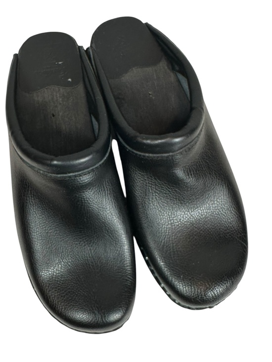 TROENTORP Swedish Women\'s 43 Black Smooth Leather Clogs with Silver Stud Detail main image 6